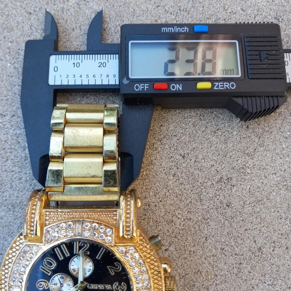 Mens GENEVA Oversized Wrist Watch Gold Rapper Bling Bling